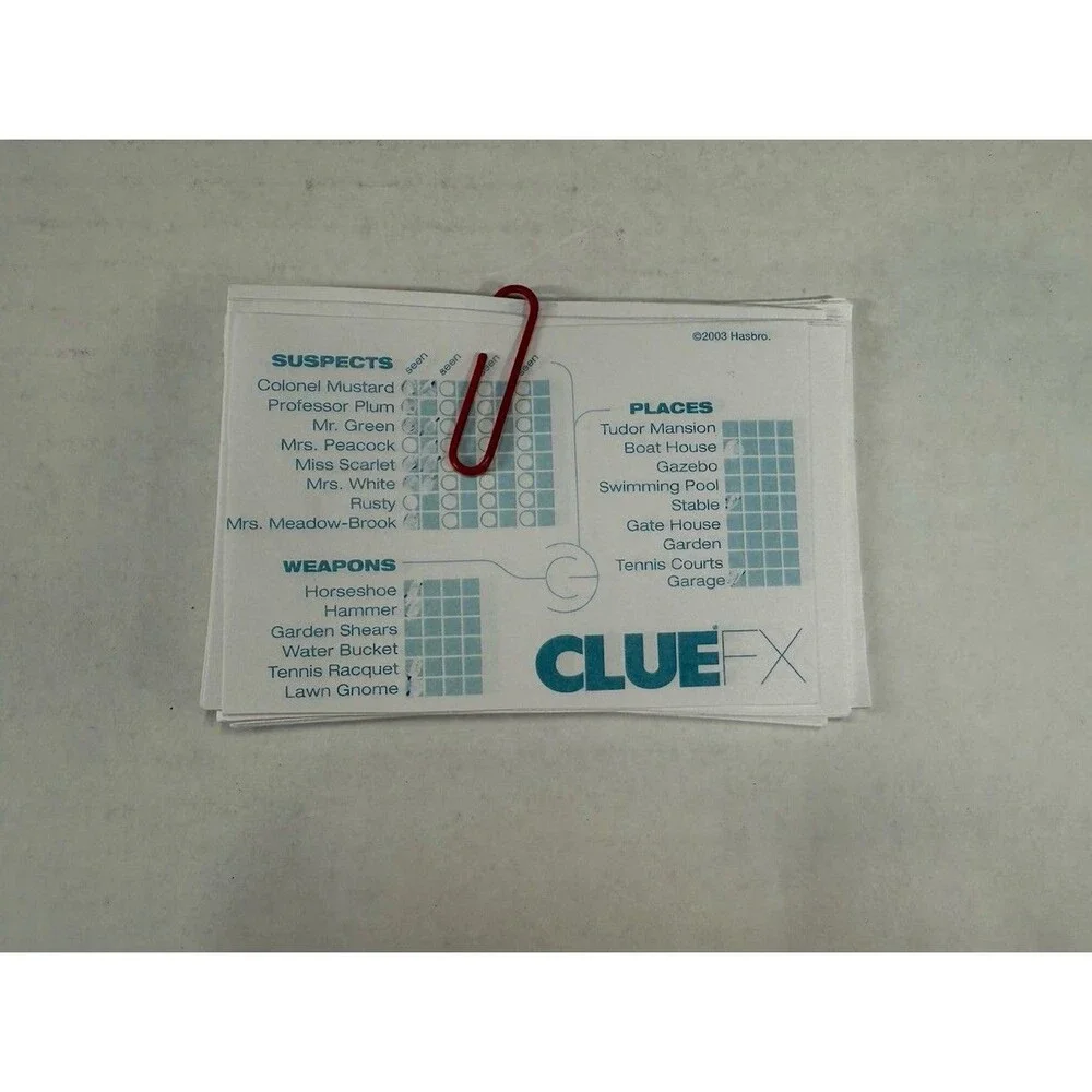 Parker Brothers Clue FX Mystery Board Game Electronic Talking Complete Game 2003